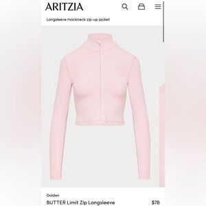 Aritzia golden butter set Light Pink Zip-Up Long Sleeve and butter tumbler bra